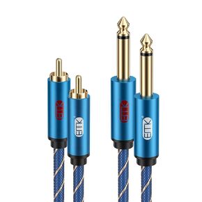 EMK RCA to 1/4 Cable, Dual RCA to Dual 1/4 inch TS Stereo Audio Interconnect Cable Patch Cords for Home Theater,Amplifiers,Guitar,Keyboard Piano,Mixing Console,DVD Player,Speaker (16.5feet/5m)