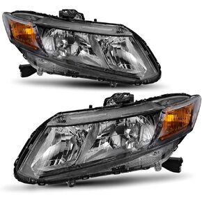 AUTOSAVER88 Headlight Assembly Compatible with 2012 2013 2014 2015 Civic Sedan 4-Door 12 13 Civic Coupe 2-Door Black Housing Amber Reflector