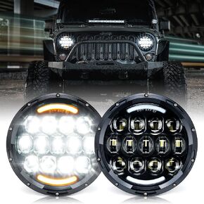 مصابيح أمامية LED Xprite 105 وات مع شعاع Hi/Lo، وإشارة الانعطاف DRL والعنبر، ومصابيح أمامية مستديرة مقاس 7 بوصة متوافقة مع Jeep Wrangler JK TJ LJ 1997-2018، معتمدة من DOT