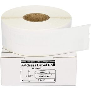 8 Rolls; 350 Labels per Roll Compatible with DYMO 30252-R Removable Address Labels (1-1/8" x 3-1/2") - BPA Free