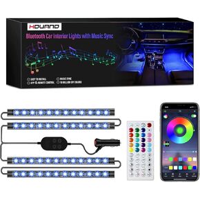 Car LED Lights, App Control with Smart Car Interior Lights,DIY Mode and Music Mode,RGB Inside Car Lights,48 LEDs Lights for Car with Car Charger 12V 2A LED Lights for Car