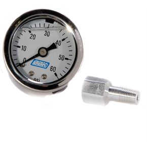 BBK 1617 Fuel Pressure Gauge - Liquid Filled With Fuel Rail Adapter for Fuel Injected Ford Mustang 5.0L - 0-60PSI