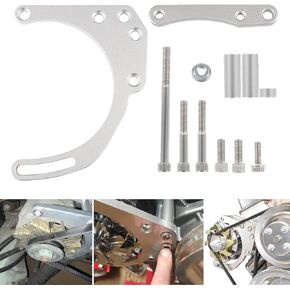 LWP Low Mount Alternator Bracket Double Hump Heads Adjustable Billet Kit for Small Block Chevy SBC 305 327 350 5.0L 5.7L V8 Eight Cylinder Long Water Pump Carburetor V Belt