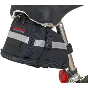 Bushwhacker® Tacoma - Large Bicycle Expandable Seat Bag - w/Reflective Trim & Light Clip Attachment - Cycling Under Seat Wedge Bike Rear Saddle Pack Frame Front Accessories