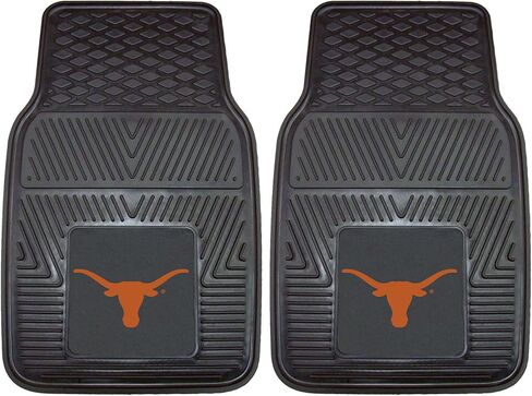 FANMATS 8751 Texas Longhorns مجموعة سجادة سيارة من الفينيل شديدة التحمل مكونة من قطعتين، سجادات أرضية الصف الأمامي، حماية من جميع الأحوال الجوية، ملاءمة عالمية، تصميم خزان عميق in Saudi Arabia