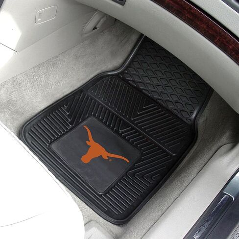 FANMATS 8751 Texas Longhorns مجموعة سجادة سيارة من الفينيل شديدة التحمل مكونة من قطعتين، سجادات أرضية الصف الأمامي، حماية من جميع الأحوال الجوية، ملاءمة عالمية، تصميم خزان عميق in Saudi Arabia