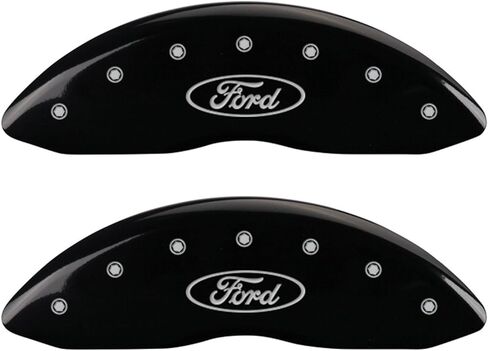 MGP Caliper Covers 10239SFRDBK Black Powder Coat Finish Front and Rear Caliper Cover, Set of 4 (Oval Logo/Ford Silver Characters, Engraved) in Saudi Arabia