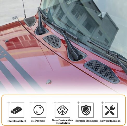 غطاء فتحة تهوية غطاء محرك السيارة متوافق مع Toyot@ FJ Cruiser 2007-2021، غطاء حماية فتحة تهوية المحرك، ملحقات غطاء فتحة تهوية غطاء المحرك الخارجي التلقائي، 3 قطع (أسود) in Kuwait