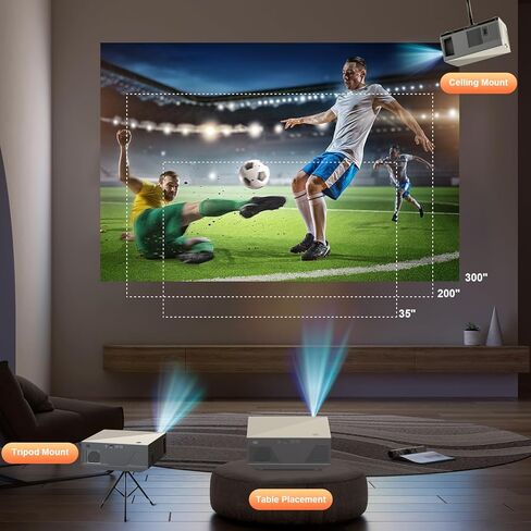 Projector with WiFi and Bluetooth, 16000L Portable Projectors, Outdoor Projector Support Native 1080P Video Movie Projector for Home Theater, Compatible with iOS & Android Phone, PC, HDMI,VGA,USB,AV in Kuwait