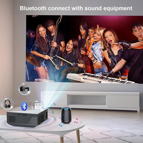 Projector with WiFi and Bluetooth, 16000L Portable Projectors, Outdoor Projector Support Native 1080P Video Movie Projector for Home Theater, Compatible with iOS & Android Phone, PC, HDMI,VGA,USB,AV in Kuwait