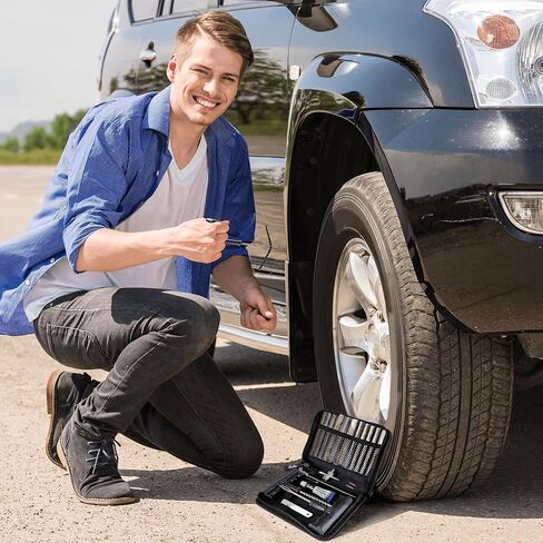 طقم إصلاح الإطارات المسطحة من تيريليكس (مع أداة تشذيب) - طقم إصلاح ثقوب الإطارات 24 قطعة للسيارة والسيارات وأدوات إصلاح الإطارات في حالات الطوارئ ومقابس الإطارات في حقيبة حمل منظمة بسحاب، للإطارات بدون أنابيب in Kuwait