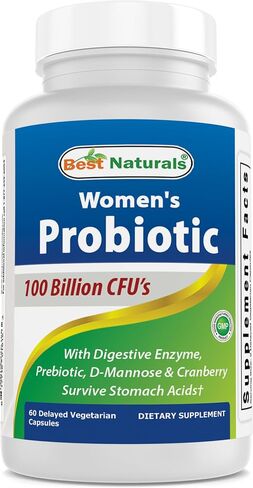 Best Naturals Probiotics for Women 100 Billion CFU - 10 Strains + Prebiotics Fiber + Digestive Enzyme Blend + Women's Health Herbal Blend - Immune, Digestive & Gut Health - 60 Deleyaed Capsules in Saudi Arabia
