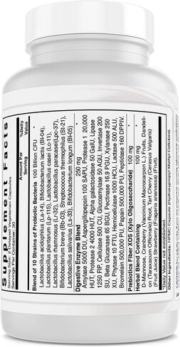 Best Naturals Probiotics for Women 100 Billion CFU - 10 Strains + Prebiotics Fiber + Digestive Enzyme Blend + Women's Health Herbal Blend - Immune, Digestive & Gut Health - 60 Deleyaed Capsules in Saudi Arabia