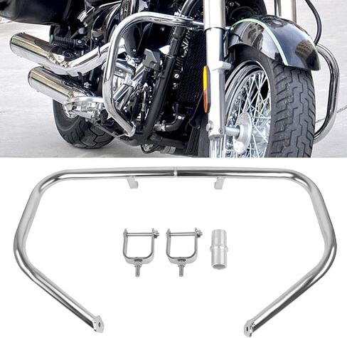 واقي المحرك من Worldmotop Highway Crash Bar متوافق مع Kawasaki Vulcan VN900 Classic 2006-2023 & VN 900 Classic LT 2006-2022 (كروم) in Kuwait