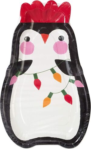 Talking Tables Christmas Xmas Shaped Penguin Paper Plates Christmas Family Fun | 12 Pack | Xmas Lunch Dinner Party, Multicolor in Saudi Arabia