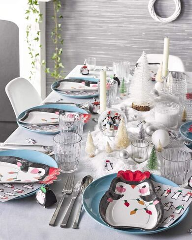 Talking Tables Christmas Xmas Shaped Penguin Paper Plates Christmas Family Fun | 12 Pack | Xmas Lunch Dinner Party, Multicolor in Saudi Arabia