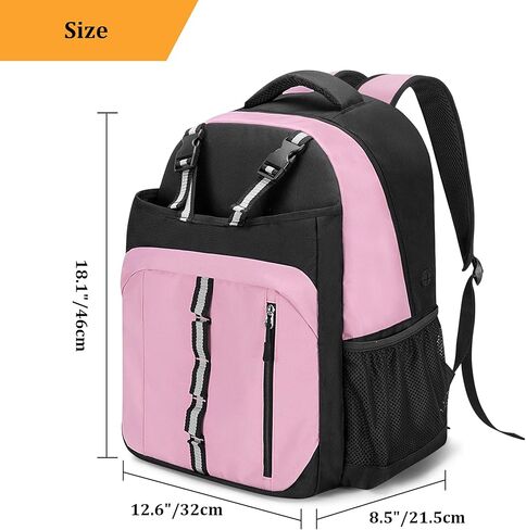 حقيبة تنس للنساء، حقيبة ظهر للتنس مع مساحة منفصلة للأحذية، وحزام كتف مبطن وجيوب متعددة للتنس/كرة الريشة/كرة المخلل/مضارب الاسكواش والإكسسوارات، وردي in Kuwait