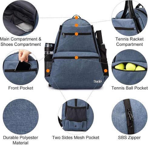 Sucipi Tennis Bag Professional Tennis Backpack for Men and Women Racket Bags Holds 2 Rackets with Ventilated Shoe Compartment in Saudi Arabia