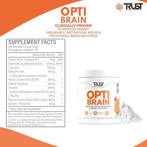 TRUST SUPPLEMENT Opti Brain - تعزيز الذاكرة والتركيز، دعم الدماغ منشط الذهن للطاقة، معزز الدماغ للصحة مع الطاقة والتركيز - معززات الطاقة المتميزة (30 حصة) in Saudi Arabia