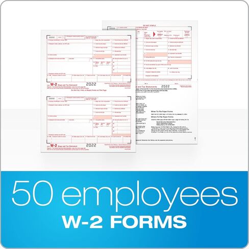 TOPS W2 Forms 2021, 6 Part W2 Forms, Laser/Inkjet Tax Form Sets for 50 Employees, Includes 3 W3 Forms (TX22991-21) in Saudi Arabia