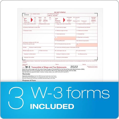 TOPS W2 Forms 2021, 6 Part W2 Forms, Laser/Inkjet Tax Form Sets for 50 Employees, Includes 3 W3 Forms (TX22991-21) in Saudi Arabia