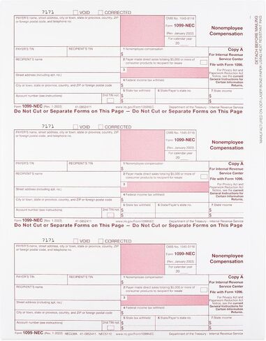 1099 NEC Forms 2023، 50 حزمة من 4 أجزاء من نماذج الضرائب بالليزر من النسخ الفيدرالية/الولاية، 1096 - رائعة لـ QuickBooks وبرامج المحاسبة، [بدون مغلفات] 2023 1099-NEC، 50 حزمة in Saudi Arabia