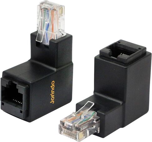 CERRXIAN 90 درجة إيثرنت LAN RJ45 ذكر إلى أنثى، محول موسع شبكة الزاوية اليمنى Cat5 / Cat5e / Cat6 (عبوتان) أسود، (زاوية أعلى) in Kuwait