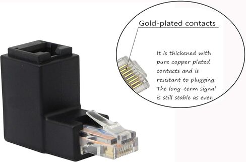 CERRXIAN 90 درجة إيثرنت LAN RJ45 ذكر إلى أنثى، محول موسع شبكة الزاوية اليمنى Cat5 / Cat5e / Cat6 (عبوتان) أسود، (زاوية أعلى) in Kuwait
