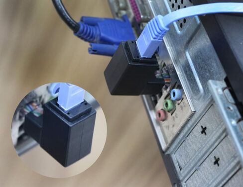 CERRXIAN 90 درجة إيثرنت LAN RJ45 ذكر إلى أنثى، محول موسع شبكة الزاوية اليمنى Cat5 / Cat5e / Cat6 (عبوتان) أسود، (زاوية أعلى) in Kuwait