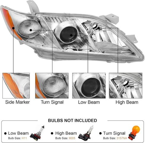 Headlight Assembly Compatible with 2007 2008 2009 07 08 09 Toyota Camry Passenger and Driver Side in Saudi Arabia