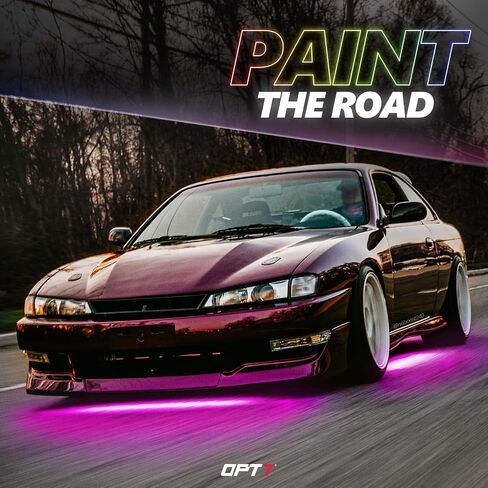 OPT7 Aura Pro Aluminium Underglow لشاحنة السيارة RV، طقم إضاءة خارجي أسفل الجسم بتطبيق بلوتوث، وضع متعدد الألوان، مقاوم للماء، مزامنة صوتية، مساعدة الباب، تمكين iOS/Android، ملاءمة عالمية، شريط LED 4 قطع in Kuwait