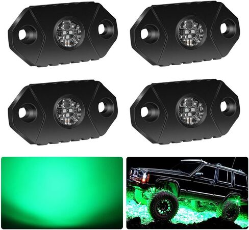 4wdking أضواء الصخور أدى الأبيض، 2 القرون ip68 للماء underbody توهج تريل تلاعب مصباح أدى أضواء النيون لشاحنة جيب قبالة الطريق شاحنة سيارة قارب atv suv دراجة نارية in Kuwait