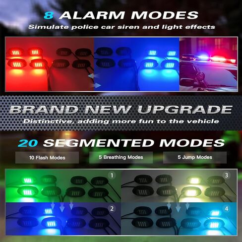8Pods RGB LED أضواء الصخور مع APP / RF التحكم عن بعد، أضواء تحت الوهج متعدد المناطق أضواء النيون الخارجية متعدد الألوان 12 فولت مقاوم للماء لملحقات الشاحنات Jeep UTV SUV ATV عربة الغولف الطرق الوعرة in Kuwait