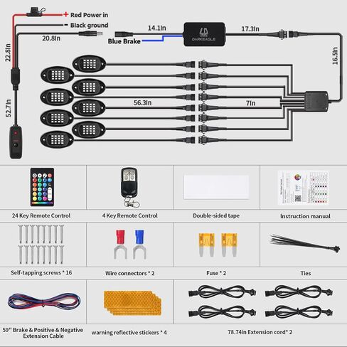 8Pods RGB LED أضواء الصخور مع APP / RF التحكم عن بعد، أضواء تحت الوهج متعدد المناطق أضواء النيون الخارجية متعدد الألوان 12 فولت مقاوم للماء لملحقات الشاحنات Jeep UTV SUV ATV عربة الغولف الطرق الوعرة in Kuwait