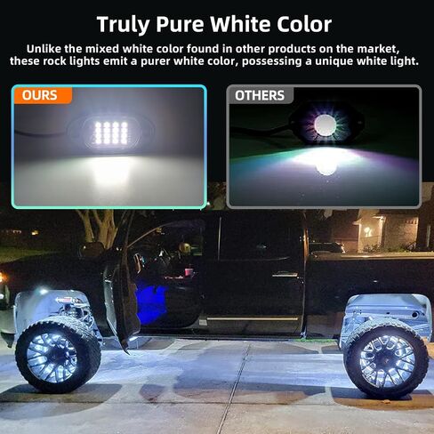 8Pods RGB LED أضواء الصخور مع APP / RF التحكم عن بعد، أضواء تحت الوهج متعدد المناطق أضواء النيون الخارجية متعدد الألوان 12 فولت مقاوم للماء لملحقات الشاحنات Jeep UTV SUV ATV عربة الغولف الطرق الوعرة in Kuwait