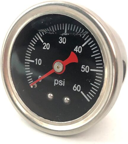 مقياس منظم ضغط الوقود العالمي 0-60 رطل لكل بوصة مربعة، مقياس ضغط الوقود المملوء بالسائل، حجم القرص 1-1/2 بوصة، 3-2-3%، حامل خلفي مركزي 1/8 بوصة NPT in Kuwait