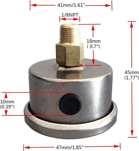 مقياس منظم ضغط الوقود العالمي 0-60 رطل لكل بوصة مربعة، مقياس ضغط الوقود المملوء بالسائل، حجم القرص 1-1/2 بوصة، 3-2-3%، حامل خلفي مركزي 1/8 بوصة NPT in Kuwait