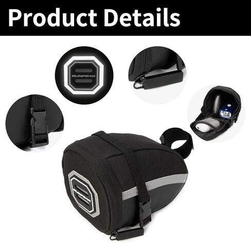 حقيبة سرج الدراجة سعة 1.2 لتر من روزويل 13196، حقيبة تحت المقعد، حقيبة ملحقات ركوب الدراجات، أسود in Kuwait