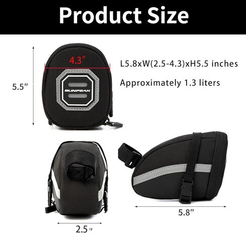 حقيبة سرج الدراجة سعة 1.2 لتر من روزويل 13196، حقيبة تحت المقعد، حقيبة ملحقات ركوب الدراجات، أسود in Kuwait