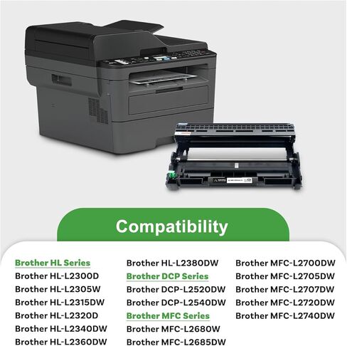 وحدة استبدال الطبل المتوافقة ApexZag DR630 DR660 DR-630 (بدون حبر) لطابعة Brother MFC-L2700DW HL-L2300D L2360DW L2320D L2340DW L2380DW DCP-L2540DW MFC-L2740DW MFC-L2685DW - أسود، عبوة واحدة in Kuwait