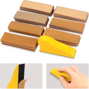 70 PCS Micro Detail Sander Paper Kit, 3.5"x 1"Mini Hand Sanding Block with Hook and Loop for Wood Crafts, Tight Spaces Metal Finishing Sanding Works, 80 120 180 240 400 600 Grit Sandpaper