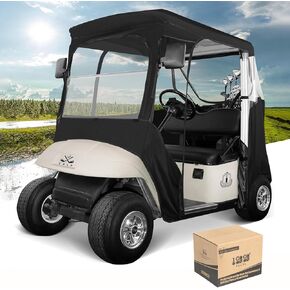 10L0L Golf Cart Enclosure fit for 2 Passenger EZGO TXT & RXV, Waterproof Windproof Portable Transparent Golf Cart Cover Storage Driving 4 Sided Enclosure
