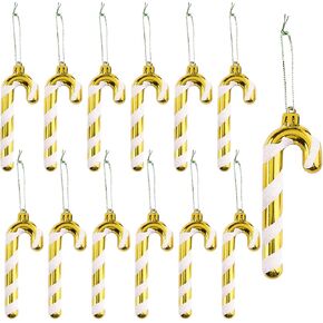 12Pcs Christmas Glitter Candy Cane Decoration Plastic Candy Cane Hanging Pendant Christmas Tree Ornament for Xmas Party Favors Holiday Decoration(White-red)