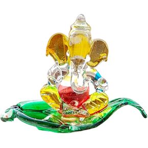 StonKraft Ganesha Ganesh Murti Idol Statue Sculpture (2.5") Car Dashboard Idols | Crystal Glass