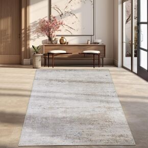 HOMBYS 6x9 ft Modern Patchwork Area Rug for Living Room Bedroom, Large Boho Floor Carpet with Non-Slip Backing for Indoor Office Dining Room, Abstract Home Deco, Machine Washable