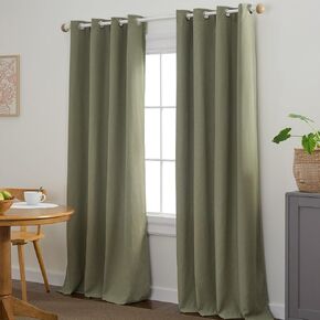 TOWN & COUNTRY BASICS Bertram Solid Linen Texture Indoor Curtains, Room Darkening Blackout with Energy Efficient Lining, Grommet Top, 2-Pack Set, Coffee Brown, 50"x96"