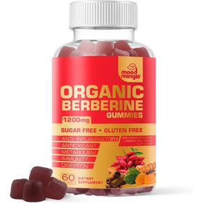 Berberine Supplement Gummies (1200mg) with Ceylon Cinnamon, Turmeric, Milk Thistle & Artichoke - Sugar Free, Gluten Free, GMP Quality