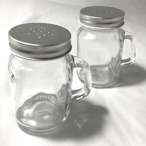 Glass Salt Pepper Seasoning Shaker Hipster Mason Jar Cup With Lid 4 oz (pack of 2)