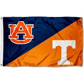 College Flags & Banners Co. Split Auburn vs Tennessee House Divided 3x5 Flag