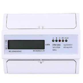 3 Phase 4 Wire Energy Meter 230/400V 5-100A Digital Electric Power Meter Energy Consumption KWh Meter Rail Type Installation 35mm